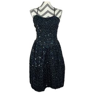 GUNNE SAX Jessica McClintock Vintage Sequin Prom Cocktail Dress Lace Up Back 9